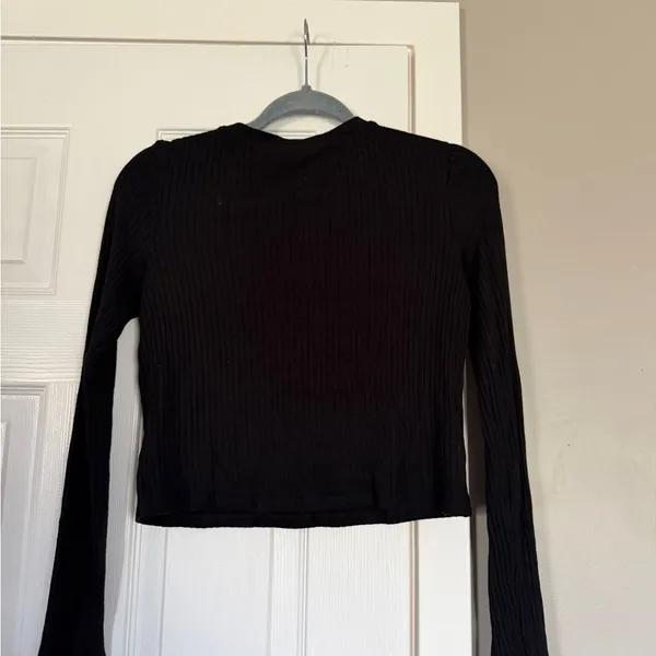 Reformation Black Ribbed Long Sleeve Sweater Closet Staple Basic Winter Layering - Image 6