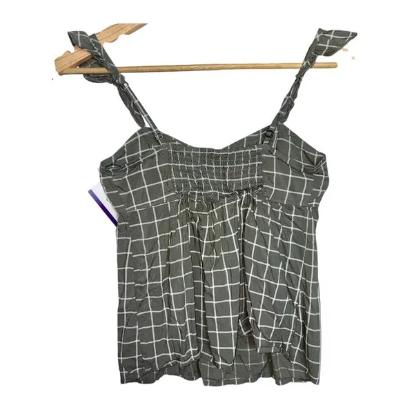 Abercrombie & Fitch Green White Plaid Babydoll Cami Camisole Tank Top Size XS - Image 3