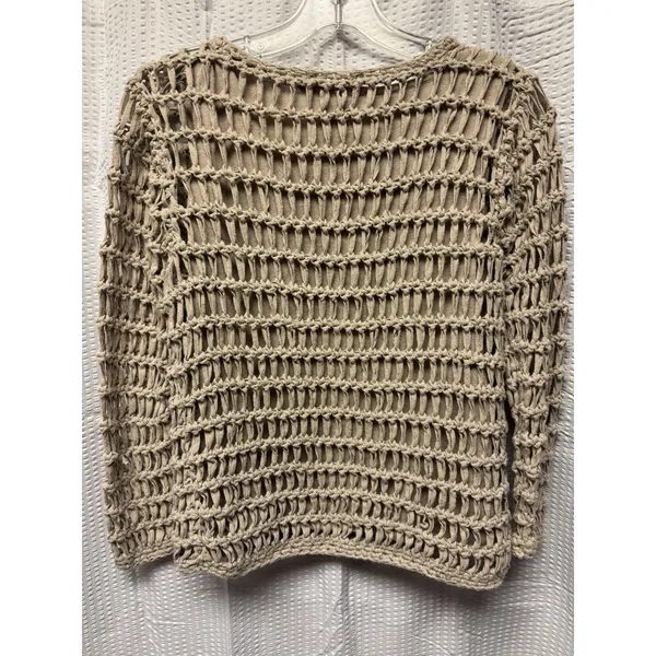 John Paul Richard‎ Women's Sweater Petite SZ S Beige Fisherman Mesh Open Knit - Image 8
