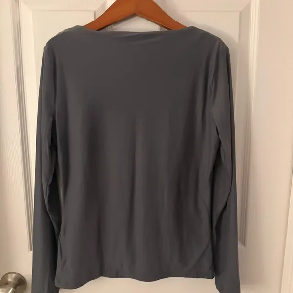 Large Abercrombie & Fitch Soft Matte Grey Square Neck Long Sleeve Shirt - Image 3