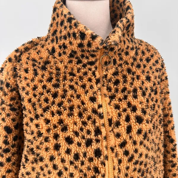 Billabong Faux Fur Leopard Pullover 1/2 Half Zip Sweater Size XL - Image 3