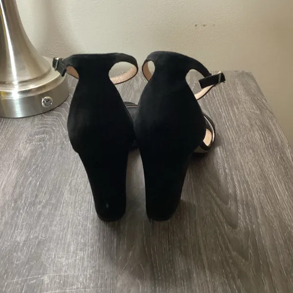 Madden Girl Beella Black Faux Suede Block Heel Ankle Strap Sandals - Image 4