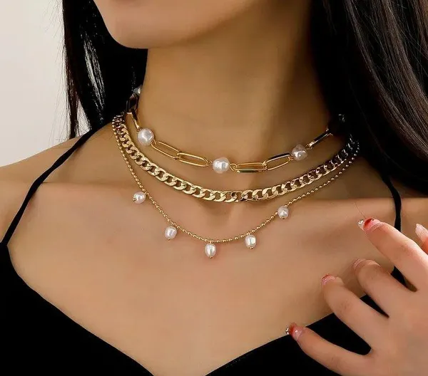 Gold plated your boss pearl layered necklace - Image 2