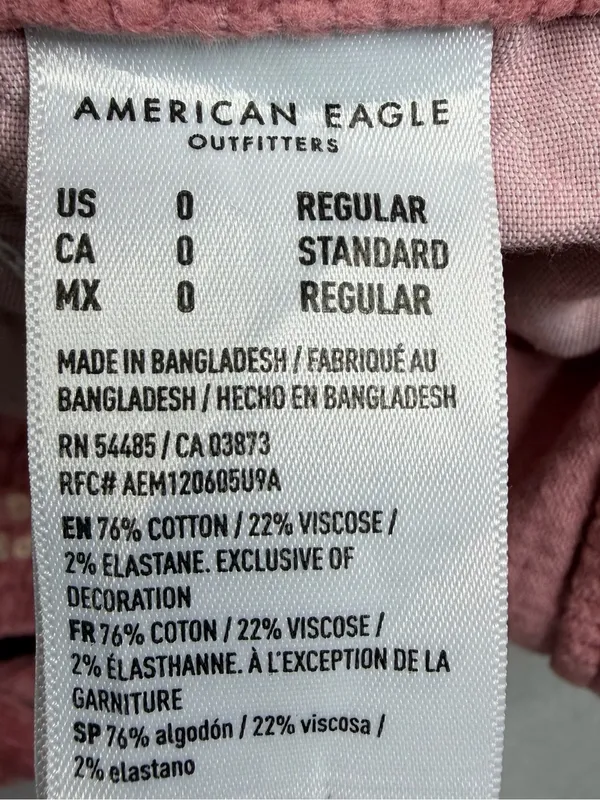 American Eagle Pink Corduroy Cargo Pants Womens 0 Super High Rise Baggy Wide Leg - Image 8