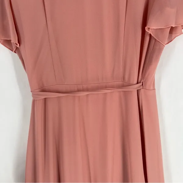 Show Me Your MuMu Pink Crepe Chiffon‎ Flutter Sleeve V-Neck Wrap Maxi Dress S - Image 9