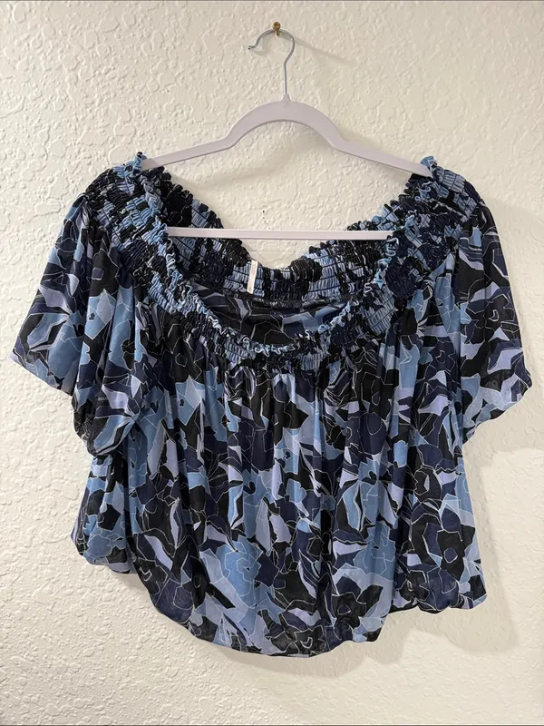 FREE PEOPLE Blue Technicolor Bubble Top Size XL - Image 2