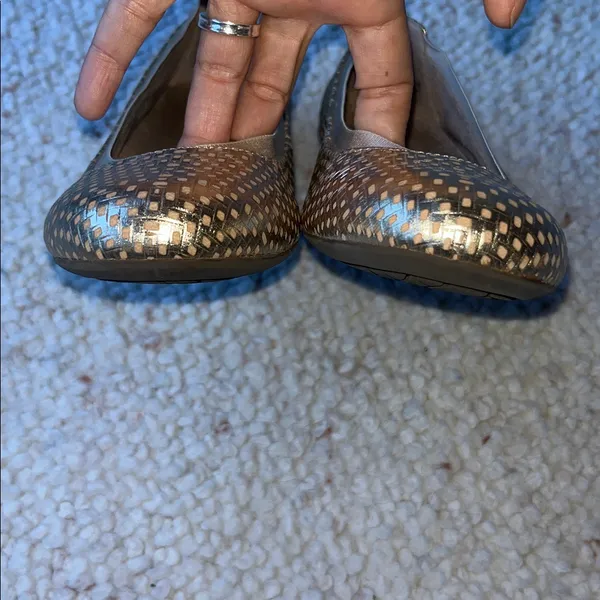 Vionic Anita Leather Lynx Woven Geo Round Toe Ballet Flat‎ Slip On Gold 6.5 - Image 5