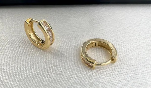 CZ Small Gold Hoop Earrings for Women Men - Image 3
