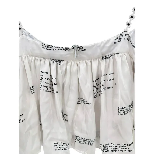 KOCH Book Writing Print Top Tiered Ruffle‎ Crop Tank Made In USA Size Small - Image 7
