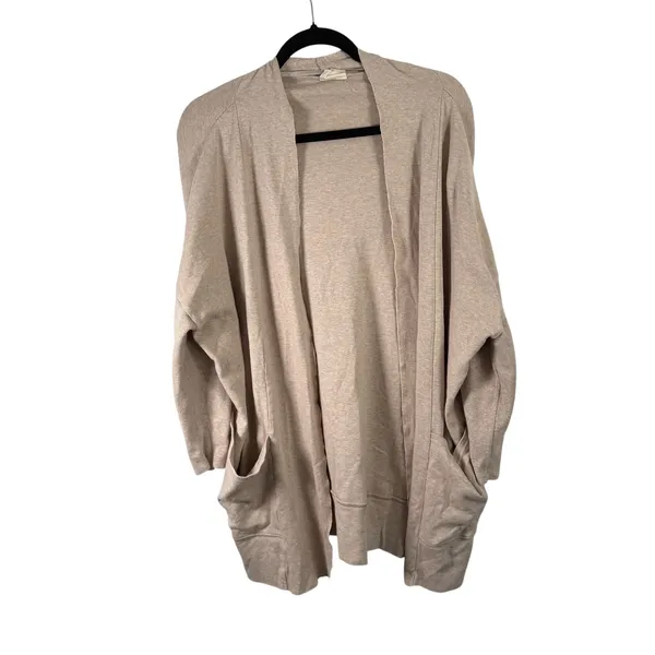 Pact Airplane Wrap Cardigan Wheat Heather Organic Cotton Travel Casual Women M/L - Image 2
