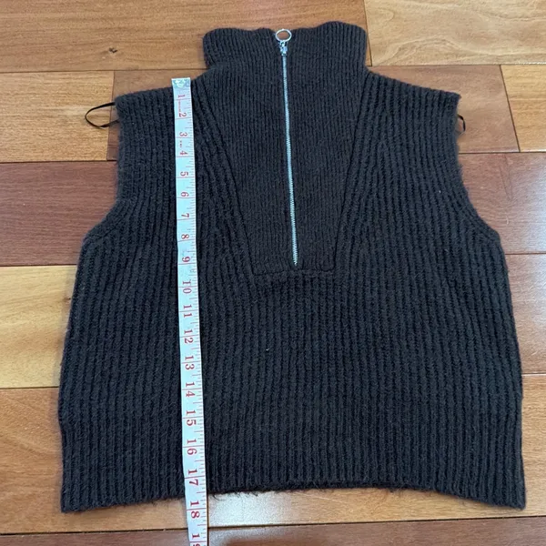 Kaisley Quarter‎ Zip Ribbed Sweater Vest Womens Brown Sleeveless Knit Top XS - Image 6