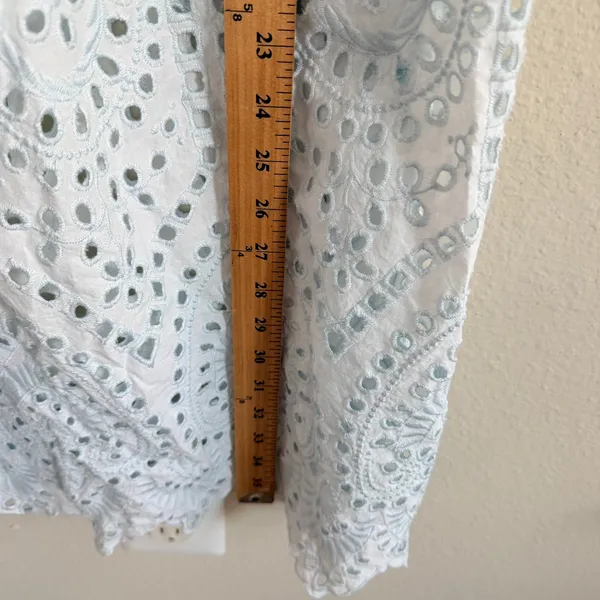 Avec Les Filles Eyelet Lace Midi Dress Size 12 Light Blue/White Cotton - Image 12
