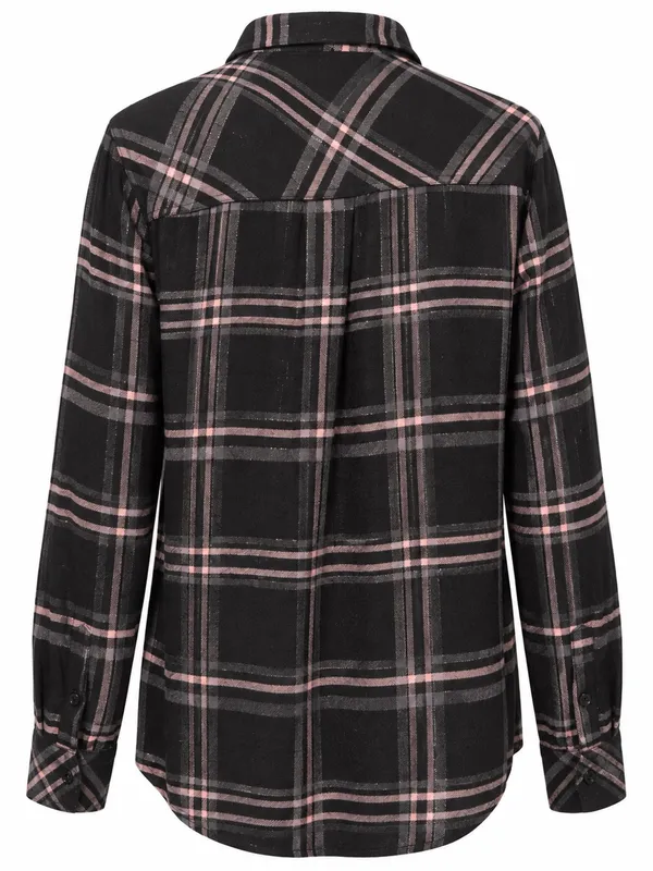 Rails Hunter Shirt M Onyx Slate Blush Plaid Metallic Shimmer Button Down - Image 3