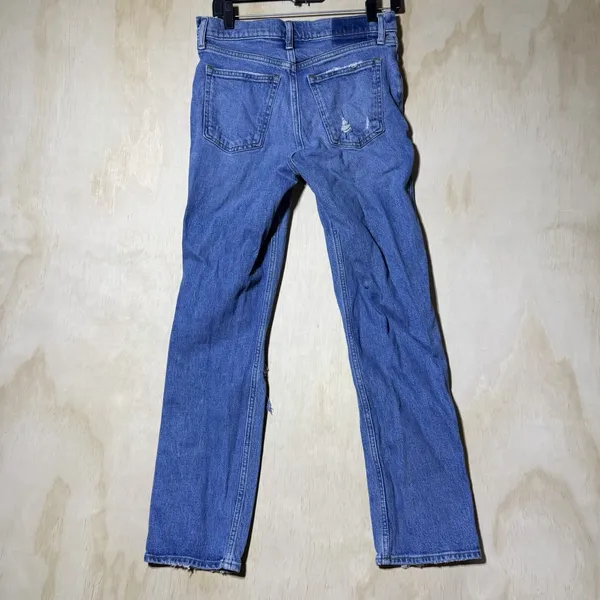 Abercrombie & Fitch 90s Straight Jeans Womens 28 6R Low Rise Distressed Blue - Image 8