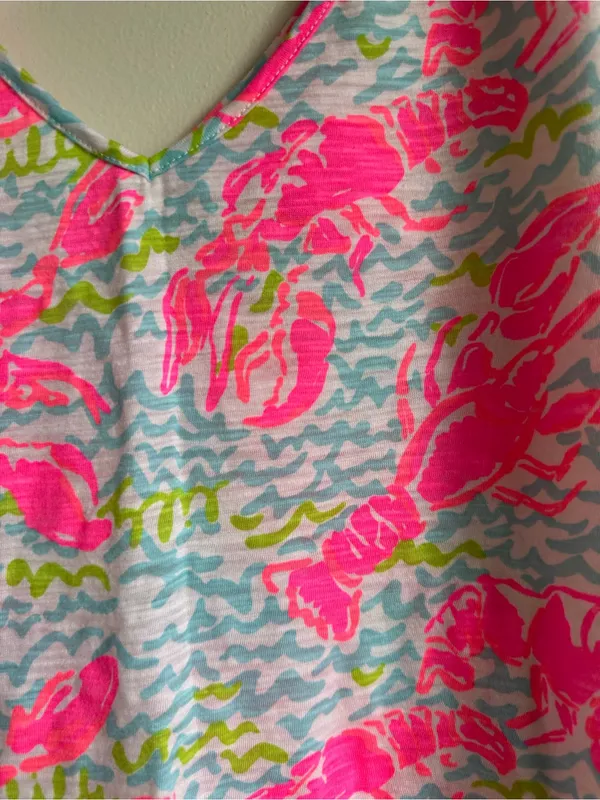 Lilly Pulitzer Gigi Tank Lobstah Roll Pop Up Womens Small Green Pink Blue - Image 3