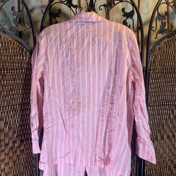 Ralph Lauren Pink and White Striped Pajama Set Size M - Image 3