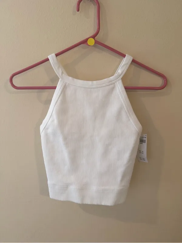 Gilly Hicks Ribbed Halter Crop Tank - White - Image 2