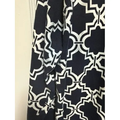 Crown Ivy Beach Navy White Quatrefoil Quarter‎ Zip Pullover L Preppy Coastal Top - Image 2