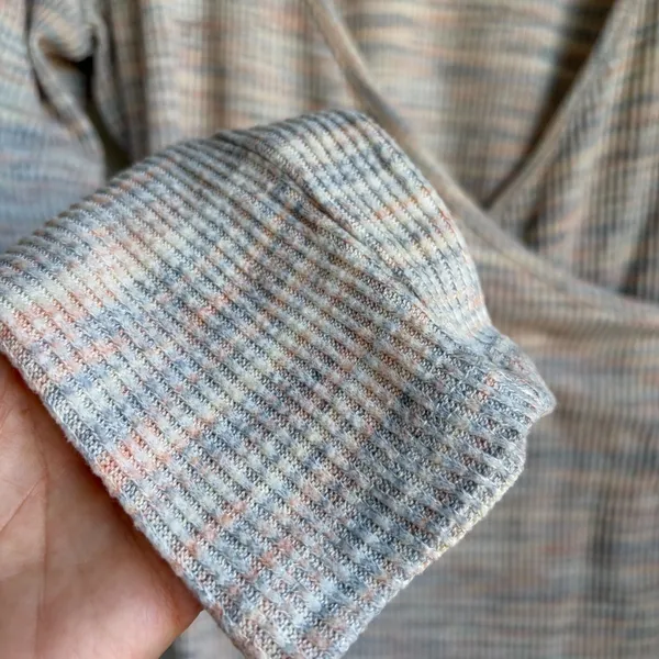 MADEWELL Space-Dye Pastel Faux Wrap Soft Rainbow Long Sleeve Knit Top Womens XL - Image 7