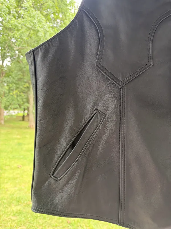 Classic Black Genuine Leather Vest XXL Made in Mexico motorcycle biker outlaw - Image 7