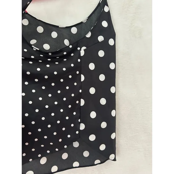 Victorias Secret Polka Dot Cami Top Black‎ Pink Straps Large 391191-HGK - Image 5