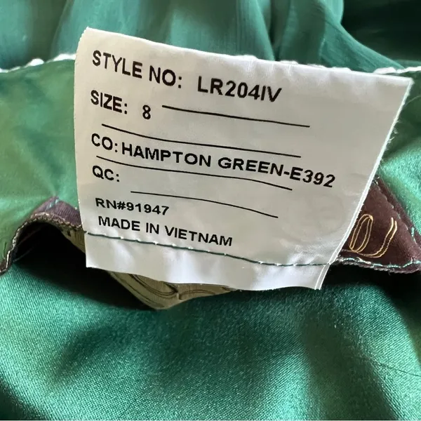 Lela Rose Daisy Lace Strapless Chiffon Maxi Dress Green White Size 8 - Image 9