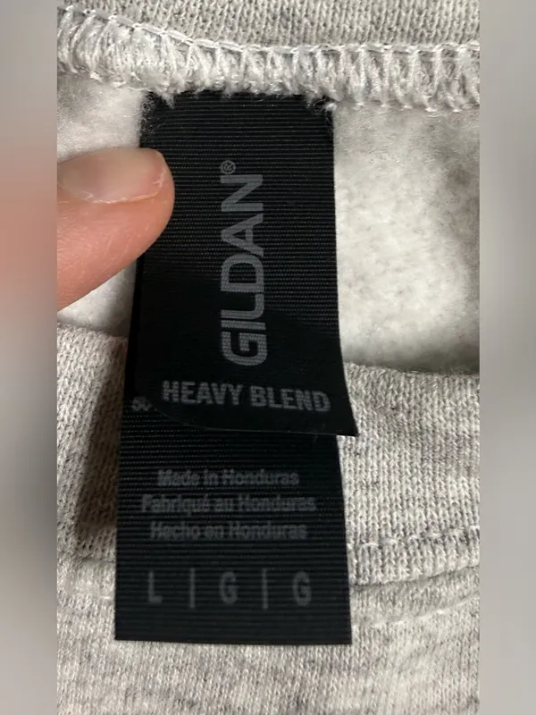 Gildan Ash Gray Crewneck with Checkerboard Flame Lips Graphic - Image 2