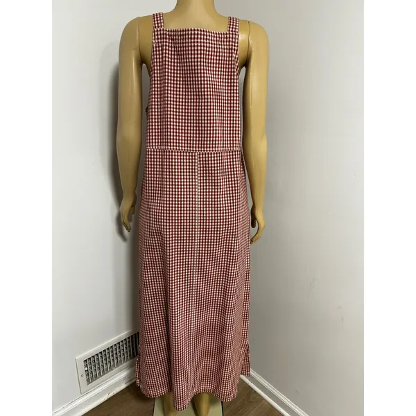 Mountain Lake Casuals Red Gingham Cotton Pinafore Overall Dress Womens Medium - Image 5