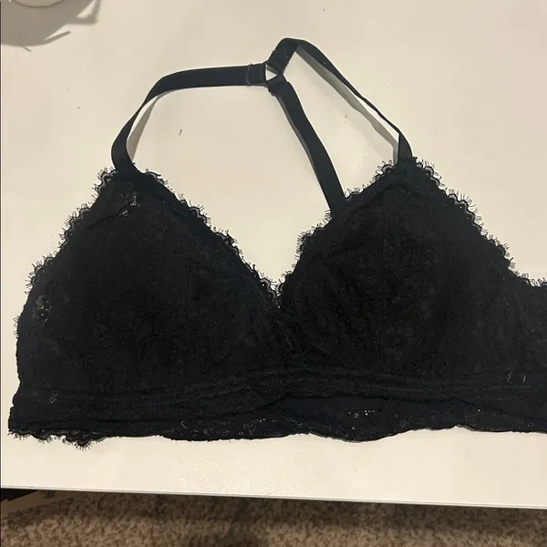 Aerie black lace adjustable bralette dark romantic witchy size XL light padding - Image 2