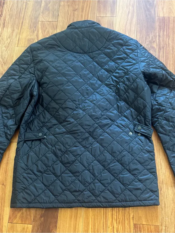 Barbour womens Quilted Jacket in Black with Red Lining Del Mar logo - Image 9