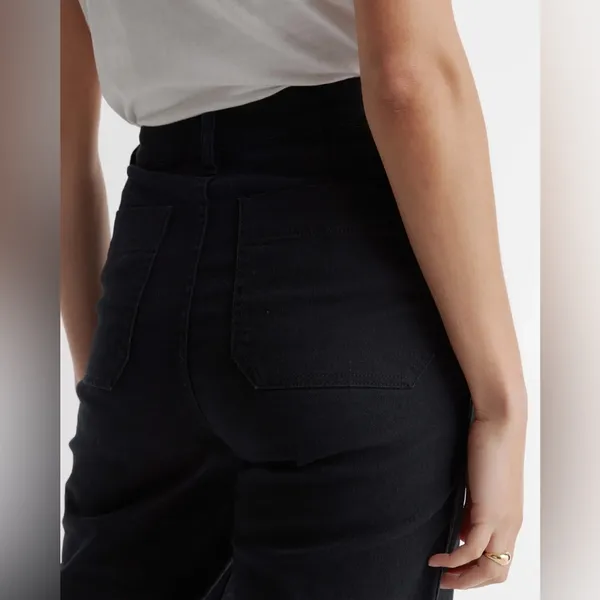 NWT Quince Organic Stretch Cotton Twill Wide-Leg Crop Pants, Size 31" - Image 3