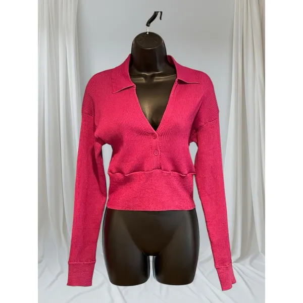 Monrow Magenta Ribbed Sweater Size Small Pink - Image 2