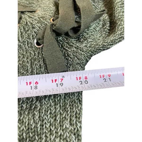Audrey Parks Francesca’s Sweater Womens M Heathered Green Lace Up Knit Boho NWT - Image 8