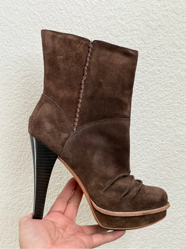 UGG Australia Brown Suede Bianka Heeled Booties 8 - Image 11