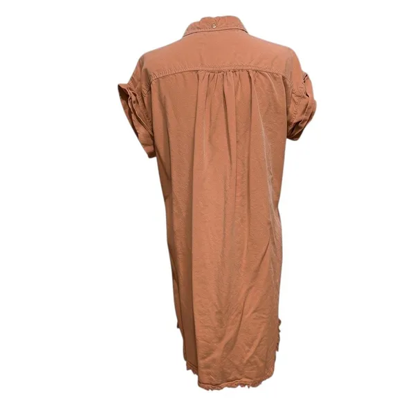 Thread Supply M Button Down Shirt Dress Peach Burnt Tangerine Boho Lyocell‎ - Image 5
