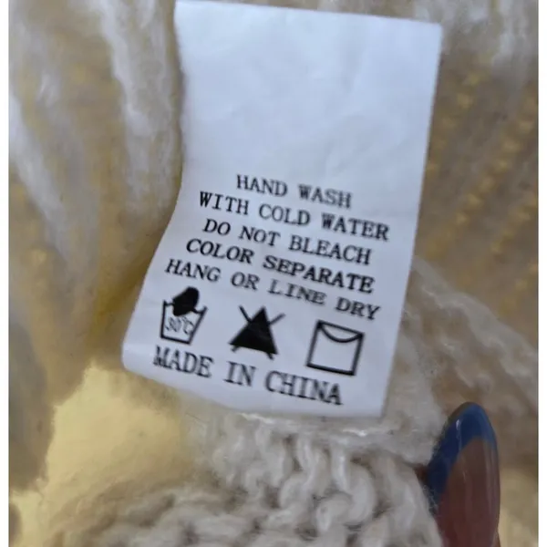 Luna Ivy Oversized Cream Strawberry Knit Cardigan Sweater Womens Medium Preppy - Image 8
