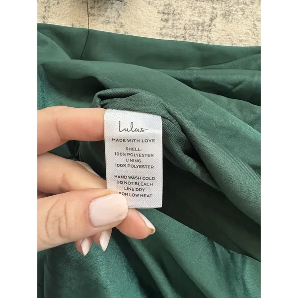 Lulus Perfect Refinement Emerald Satin Sleeveless Pleated Maxi Dress Size Small - Image 10