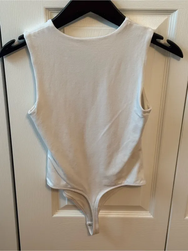 Abercrombie & Fitch Double Lined White Crewneck Bodysuit - Image 3