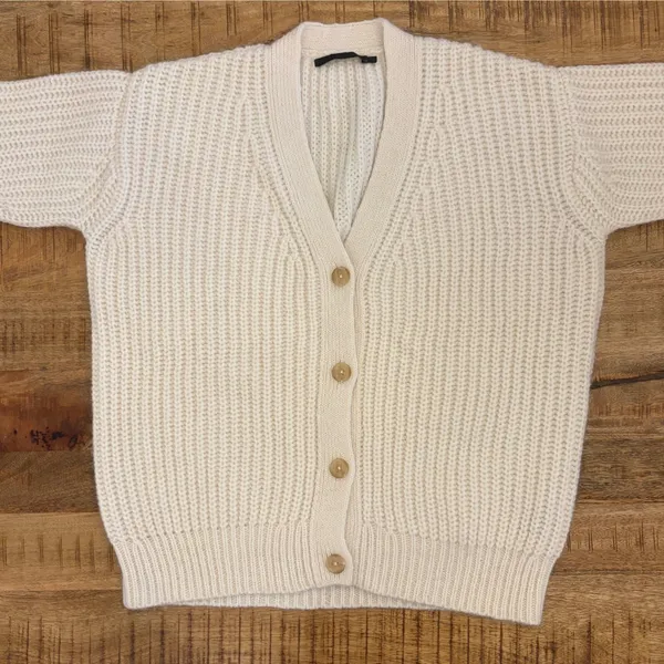 Jenni Kayne Alpaca Cocoon Cardigan XS Chunky Knit Wool Blend Oversized Cream - Image 10