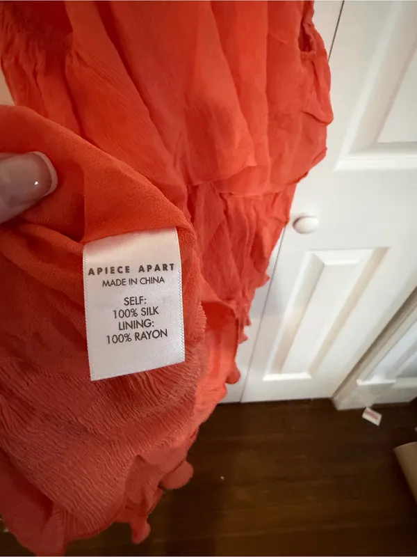 Apiece Apart Canyons Tiered Ruffle Mini Dress Silk-Crepe Coral Size 4 - Image 5