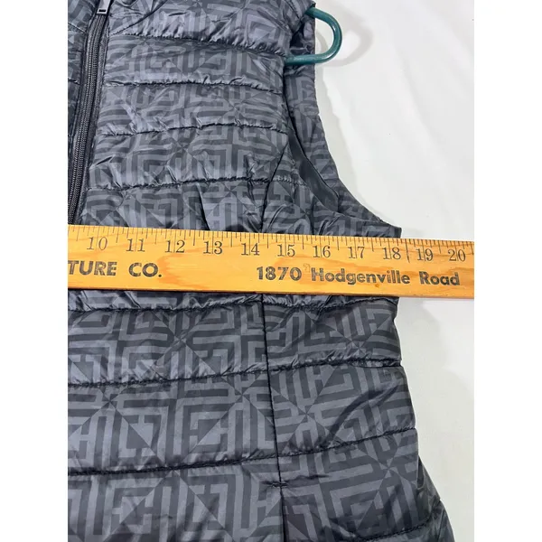 Liz Claiborne Puffer Vest Women‎ S Grey Black Geometric Monogram Zip Up Preppy - Image 4