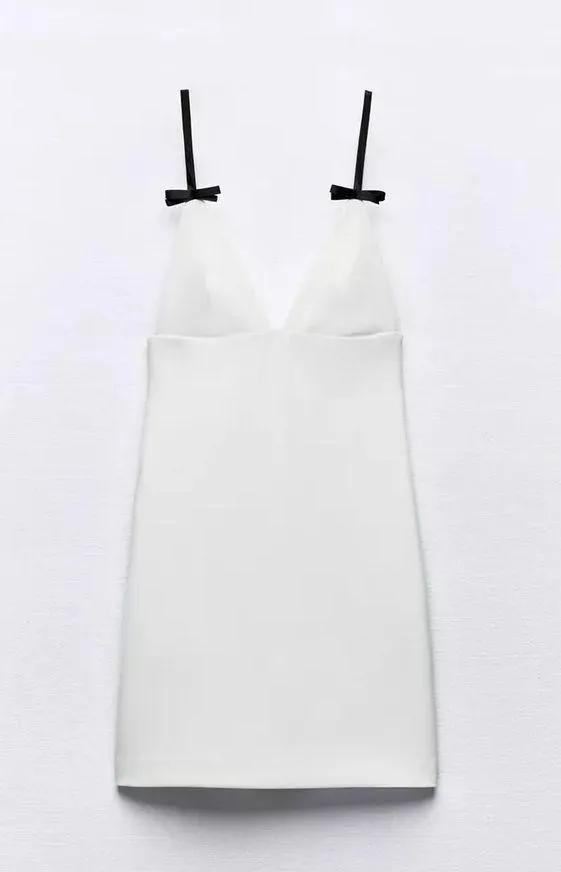 dress mini fitted bodycon white bow wedding party contain evening - Image 14