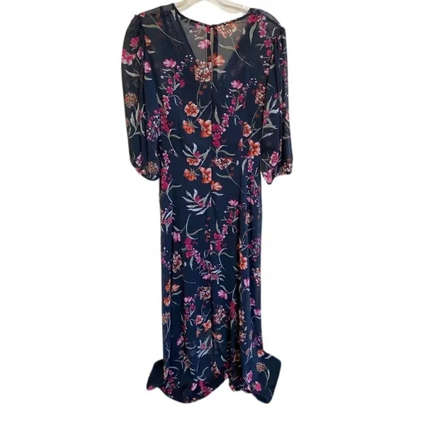 Calvin Klein Navy Blue Floral Chiffon High Low‎ Maxi Dress 4 NWT Wedding Guest - Image 12