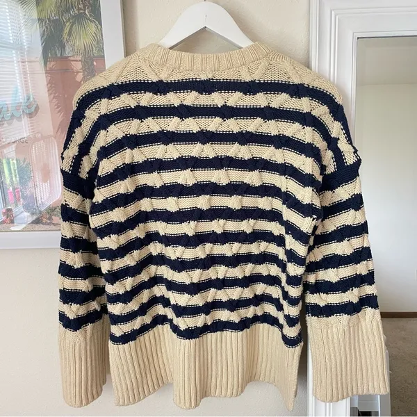 Madewell Cable-Knit Oversized Sweater in Stripe XXS - Image 9