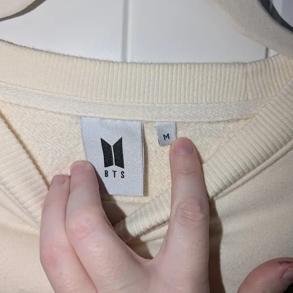 Official BTS Boys with Luv Sweater Medium Cream/Pink - Image 5