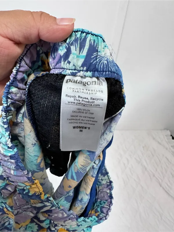 Patagonia Floral Athletic Shorts in Blue with Yellow & Purple Accents - Image 3