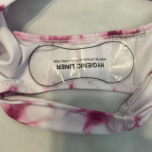 NWT Cupshe size small pink and white tie dye high cut bikini bottoms - Image 9