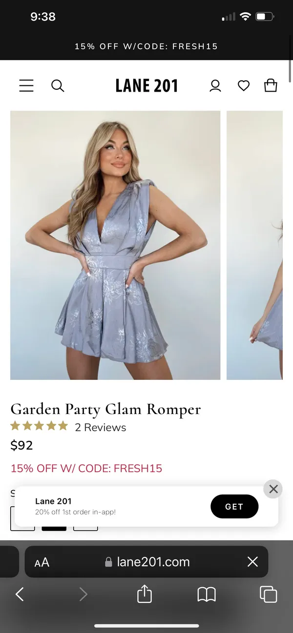 Lane 201 Garden Party Glam Romper Size L - Image 3