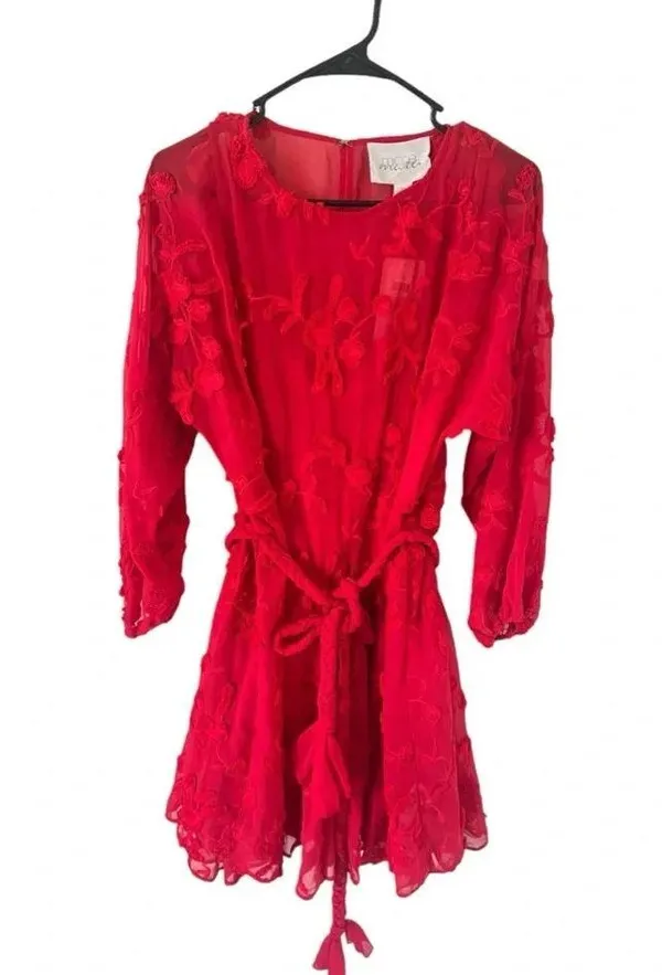 Anthropologie Mare Mare Amal Red Textured Mini Dress NEW - Image 5