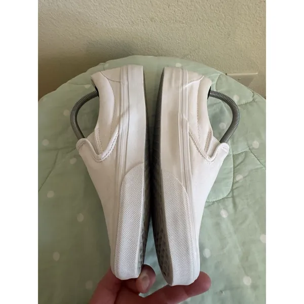 Vans Classic Slip-On Womens White Canvas Sneakers US 7.5 EU 38 Round Toe - Image 6